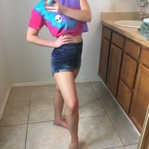 Hollister High Rise Denim Medium Wash Shorts